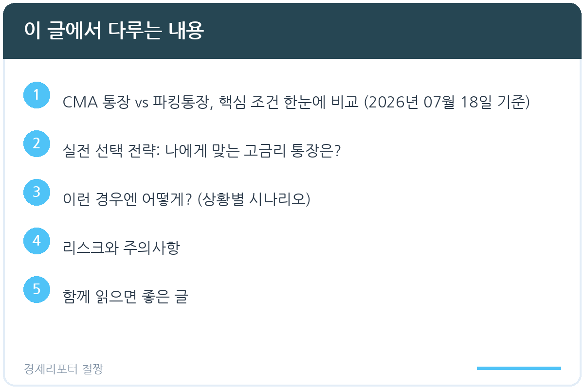 CMA 통장 vs 파킹통장 차이 관련 이미지