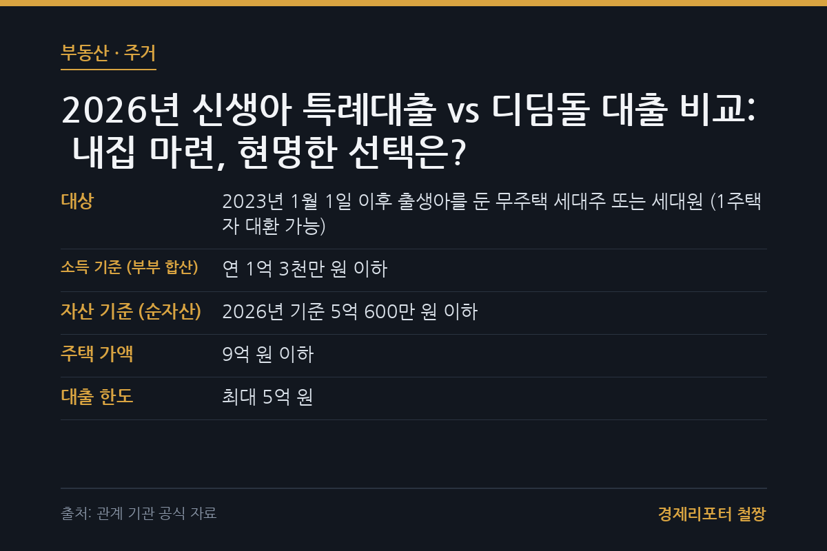신생아 특례대출 vs 디딤돌 비교 관련 이미지